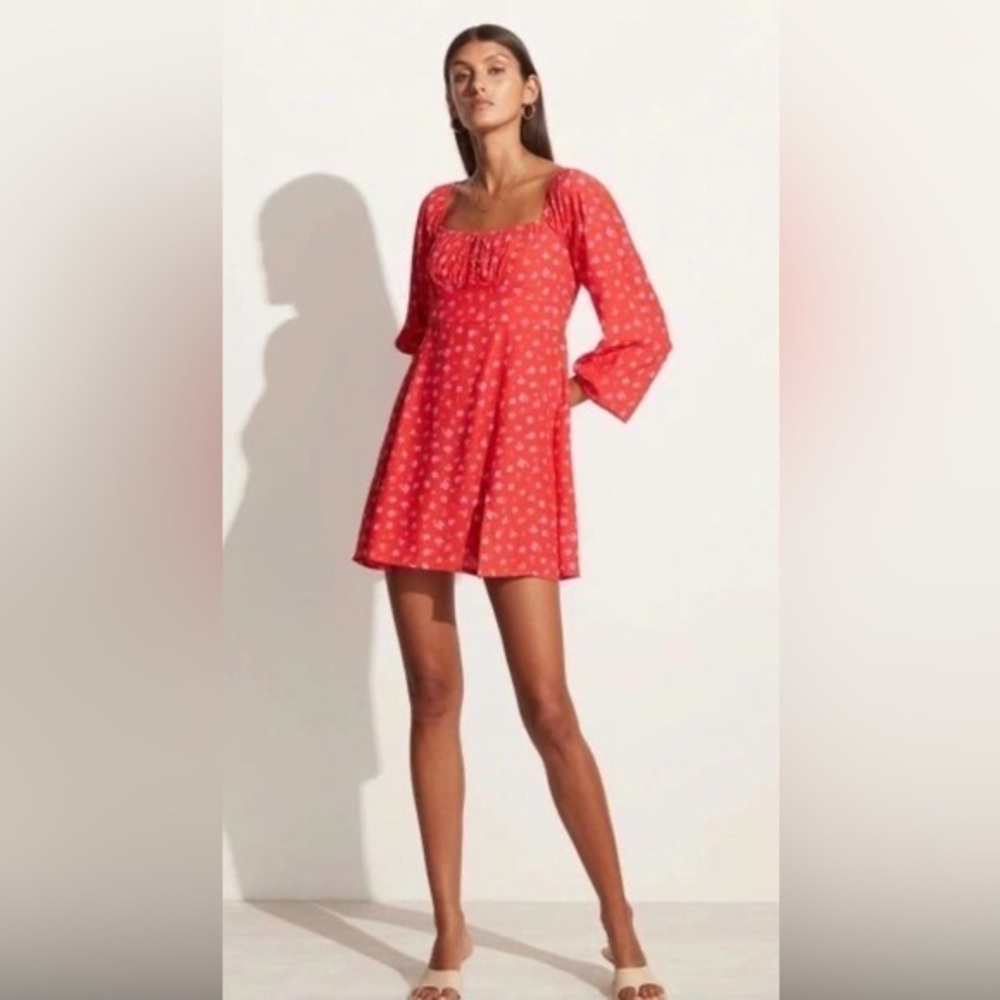 FTB Ballari Red & Pink Floral Peasant Mini Dress 10